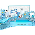 Pudgy Penguin Milk Products Blue Booth Photo Check in Spot With Yogurt