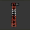 Red and White Steel Frame Communication Tower with Top Platform and Railings