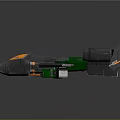 Green And Gray Toy Airplane Model With Blue Stripes Yellow Cockpit Wings And Engines