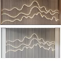 Elegant Illuminated Wooden Wavy Striped Wall With Modern Built-in Lighting Design