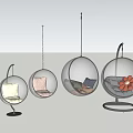 Modern Transparent Hanging Chairs With Various Designs And Decorative Flowers For Home