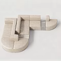 Modern Irregular Shaped Sofa With Beige Upholstery And Modular Design Elements 3d model