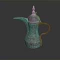 Handcrafted Vintage Copper Coffee Pot With Turquoise Patina As Daily Living Item