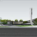 Modern Sales Office Building Design With Curved Roof Landscaped Gardens And Water Features
