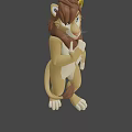 3D Animated Anthropomorphic Lion Game And Movie Character With Brown Fur And Blue Eyes Standing Pose
