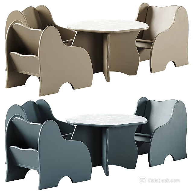 Kids Table with Matching Chairs Modern Design Safe Sturdy Color Options for Children's Room 3d model 