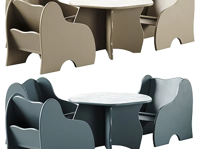 Kids Table with Matching Chairs Modern Design Safe Sturdy Color Options for Children's Room 3d model