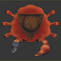 Red Crab Toy Character Wearing Pirate Hat And Silver Hook Decoration Design