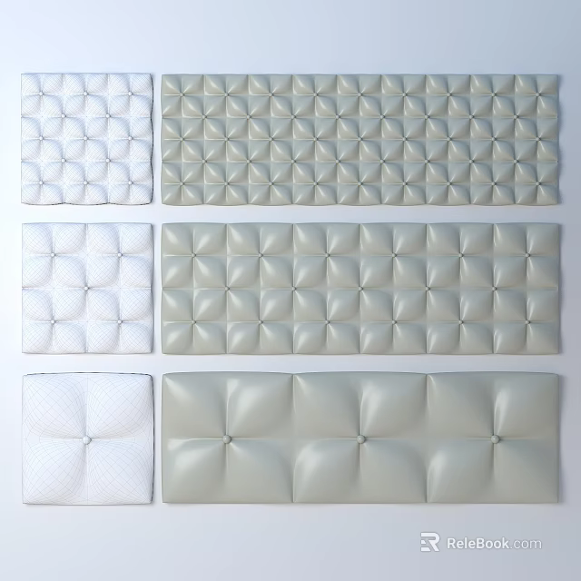 Upholstered Wall Panels With Various Patterns and Soft Tones in Home Decor Designs 3d model