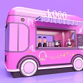 Pink Mobile Tea Break Area With Coffee Machine Cups And Music Note Decorations