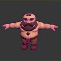 Cartoon Muscular Character Featuring Brown Beard Orange Pants And Outstretched Arms