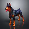 Colorful 3D Polygonal Doberman Sculpture With Artistic Modern Design Style