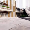 Elegant Modern Commercial Street Featuring Shopping Areas Pedestrian Walkways And Stylish Buildings