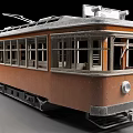 Vintage Brown Tram With Classic Structure And Windows 3d model