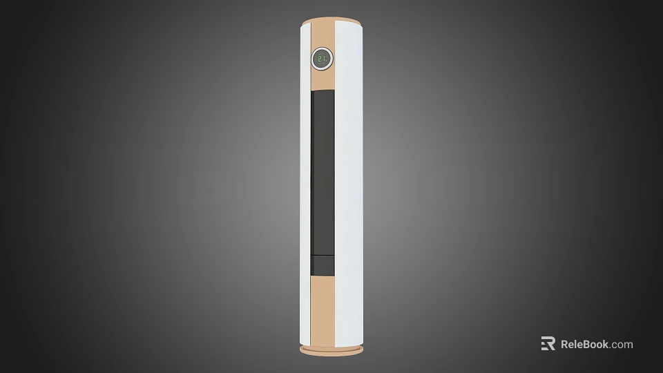 Tower Air Conditioner Fan with White and Gold Modern Design and Control Panel 3d model 