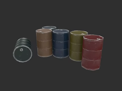 Various Colored Industrial Storage Drums for Oil and Chemical Storage 3d model