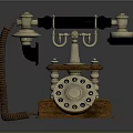 Vintage Style Rotary Dial Telephone With Brass Accents And Wooden Base Design