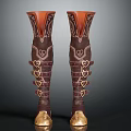Knee High Boots Dark Brown Gold with Heart Shaped Buckles Golden Toe Caps Ornate Design