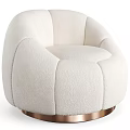 Modern Cream Textured Single Sofa with Rounded Arms and Gold Metal Legs