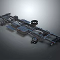 Heavy Duty Vehicle Chassis Frame With Wheels And Suspension Components