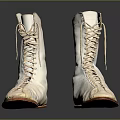 White High Top Boxing Boots With Laces And Orange Soles For Training Use
