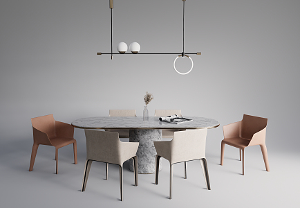 Modern Dining Table and Chair Combination Simple Dining Table and Chair Combination 3d model