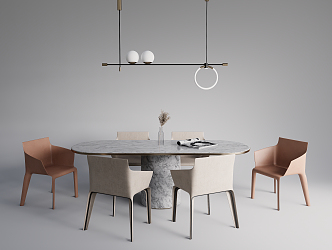 Modern Dining Table and Chair Combination Simple Dining Table and Chair Combination 3d model