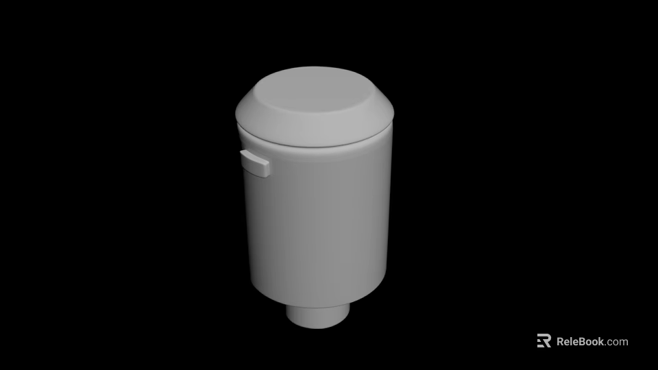 White Cylindrical Container With Lid And Handle On Black Background 3d model 