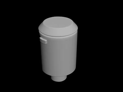 White Cylindrical Container With Lid And Handle On Black Background 3d model