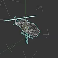Green Helicopter With Rotors Ladder And Shark Mouth Design