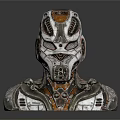 Detailed Mechanical Robot Bust Featuring Metallic Texture Gears And Intricate Design 3d model