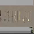 Modern Wall Lamps With Different Designs Displayed On Interior Wall Showcase 3d model