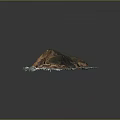 3D Island Terrain Model With Green Vegetation Brown Rocks And Ocean Waves