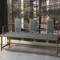 New Chinese-style three-person sofa 3d model
