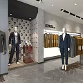 Professional Attire Clothing Store With Hanging Suits Display Area And Interior Plants
