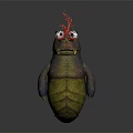 Unique Fantasy Creature Character With Red Branch Head Green Purple Body And Fish Fin Design