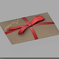 Decorative Ornament Set Brown Gift Box With Red Bow And Golden Passion Lettering