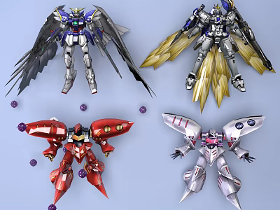 Colorful Sci Fi Robot Models With Winged Designs And Mechanical Details 3d model