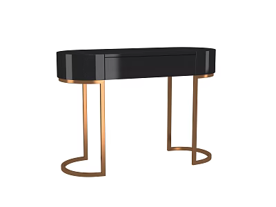 Modern Dressing Table With Black Top And Gold Metal Legs Design 3d model