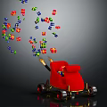 Red Sleigh Shaped Play Equipment With Colorful Gift Boxes And Festive Wheels