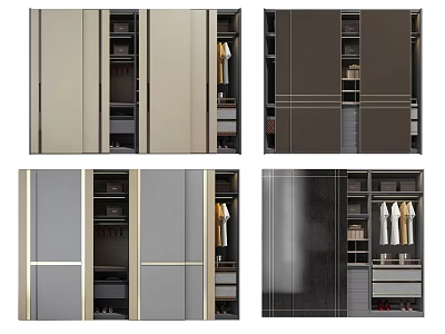 Modern Wardrobe Interior Designs With Different Color Options And Storage Solutions 3d model
