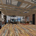 Industrial Modern Office Interior Design With Exposed Brick Walls Wooden Floors And Pendant Lights
