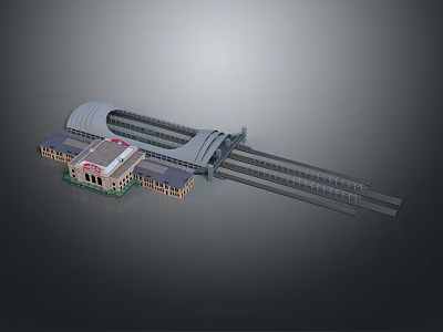 Modern Railway Station Architectural Design With Covered Platforms And Main Building 3d model