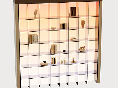 Stylish Modern Multi Shelf Bookcase With Books Decorative Items Small Ornaments And Figurines 3d model