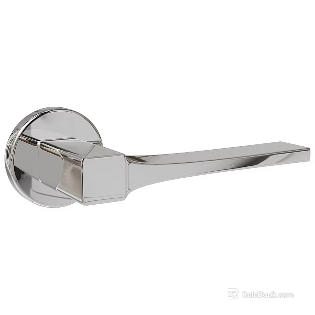 Sleek Chrome Plated Door Handle With Modern Metallic Design And Smooth Grip 3d model 