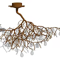 Natural Style Chandelier With Root Like Branches And Transparent Oval Decorations 3d model