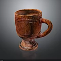 Red Textured Sculpted Ceramic Mug With Handmade Artisan Crafted Base Design 3d model