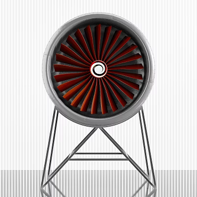 Industrial Turbine Engine With Red Blades And Metallic Stand Structure 3d model Industrial Turbine Engine With Red Blades And Metallic Stand Structure 3d model
