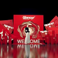 Glamour Themed Red Photo Check in Spot With Welcome Sign And Female Model