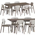 Modern Wooden Dining Table Set With Gray Upholstered Chairs And Solid Legs